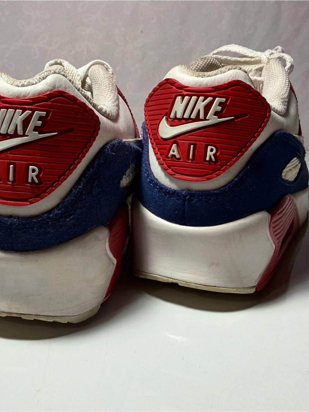 Nike Air Max 90 GS "USA" White Red Blue Sneakers Size 5.5Y - Picture 5 of 8